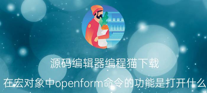 源码编辑器编程猫下载 在宏对象中openform命令的功能是打开什么？